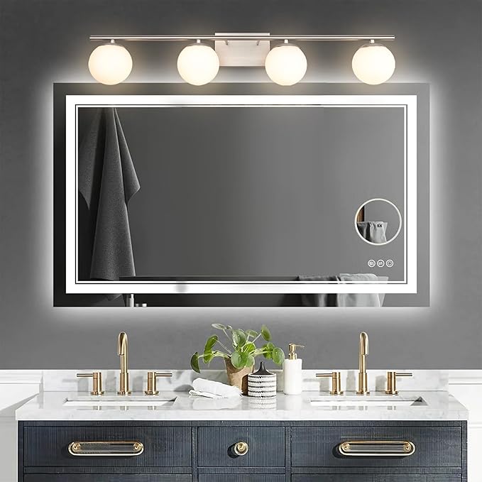 New Bathroom Vanity Light Fixtures 4 Lights Brushed Nickel Glass Shade Modern - Image 7