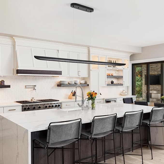 55" Modern LED Linear Pendant Light, Dimmable Kitchen Island Light 40W LED - Image 3