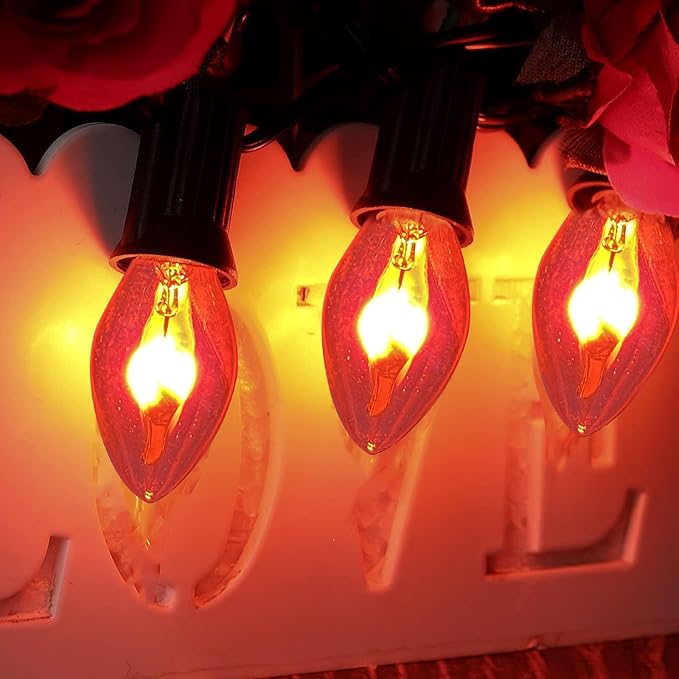Christmas Flicker Flame Light Bulb C7 Clear Flame Shape Candelabra Bulb - Image 4