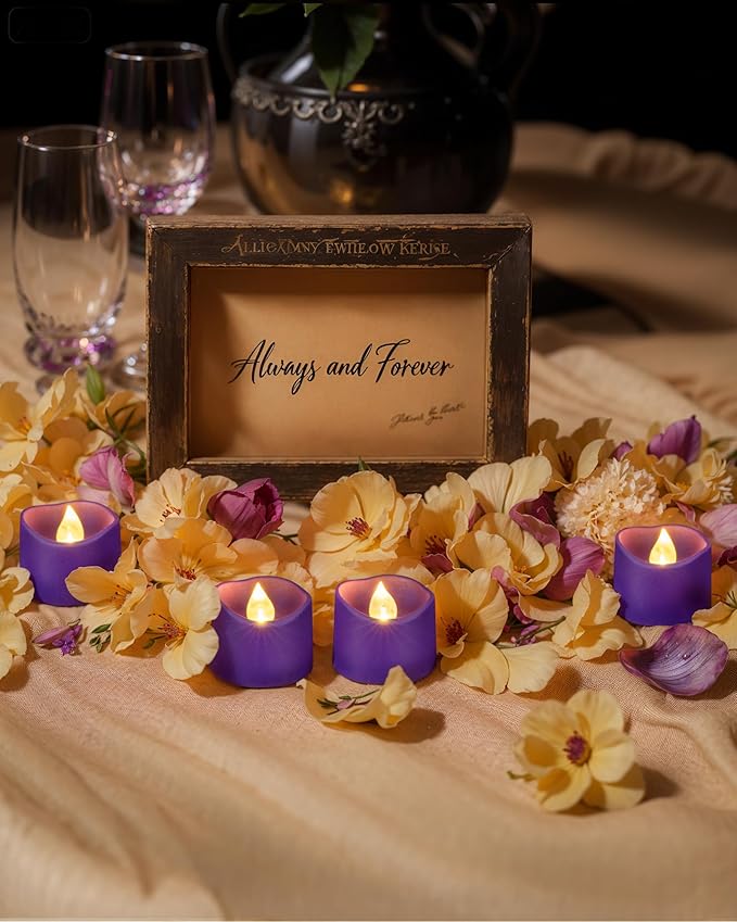 Homemory Purple Tea Lights Candles Battery Operated, 200+Hour Flameless - Image 2
