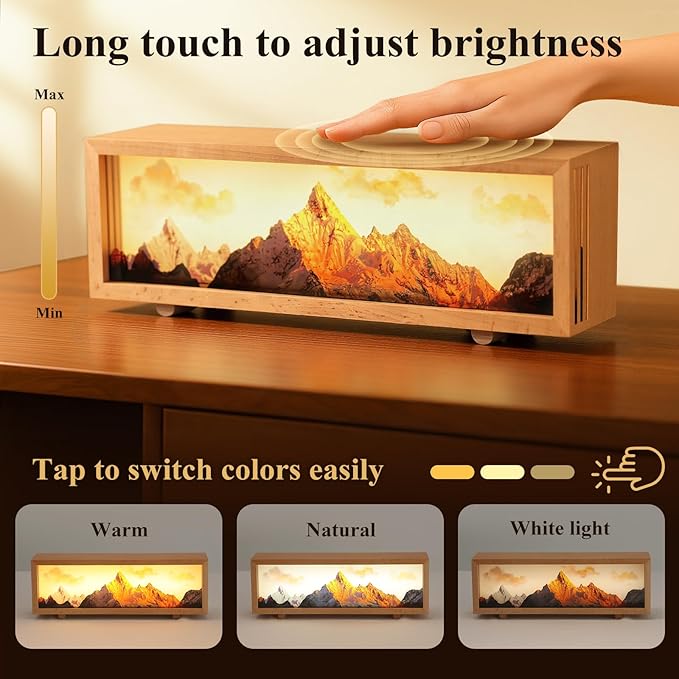 JOHOUSE Nature Decor Ambient Lamp-Inspired Unique Lamp– Mountain Scene Wooden - Image 4