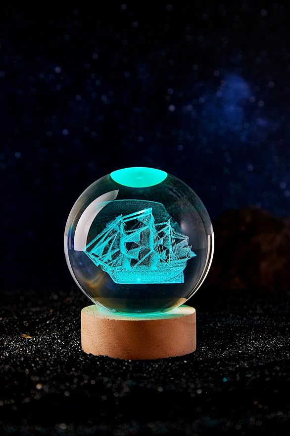 Large Sailboat Crystal Ball Night Light - Image 8