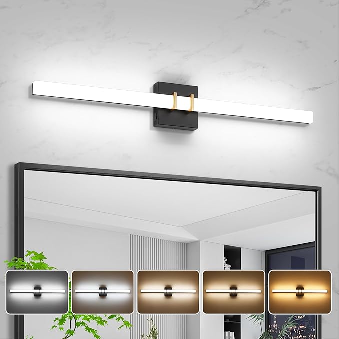 Modern Black and Brass Vanity Light Bar 32 Inch, 24W 5CCT Dimmable Bathroom - Image 8