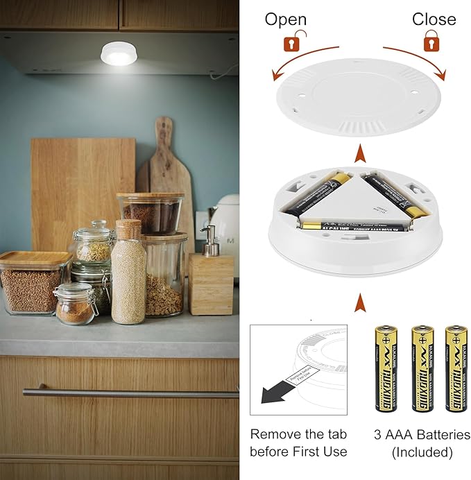 LUXSWAY LED Puck Light, Ultra-Thin Touch Lights, Battery Operated, Tap Lights - Image 2
