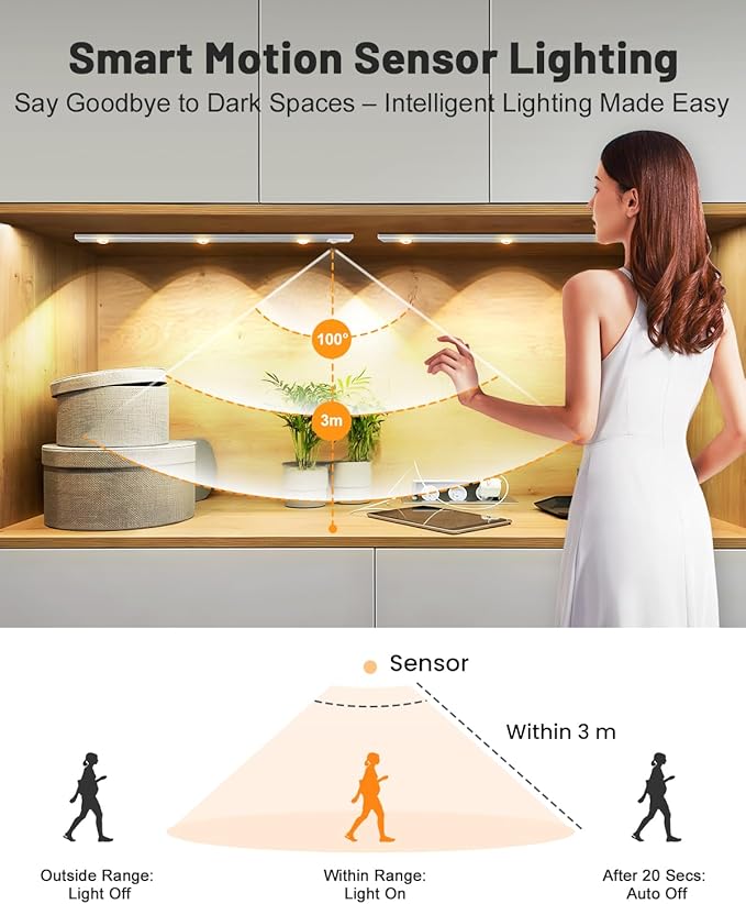 Pak Under Cabinet Lights, Rechargeable Motion Sensor Light Indoor, Wireless and - Image 2