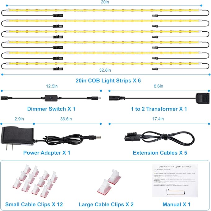 JUSJUBR LED Lights for Shelves, Display Case, Wardrobe and Closet, Under - Image 7