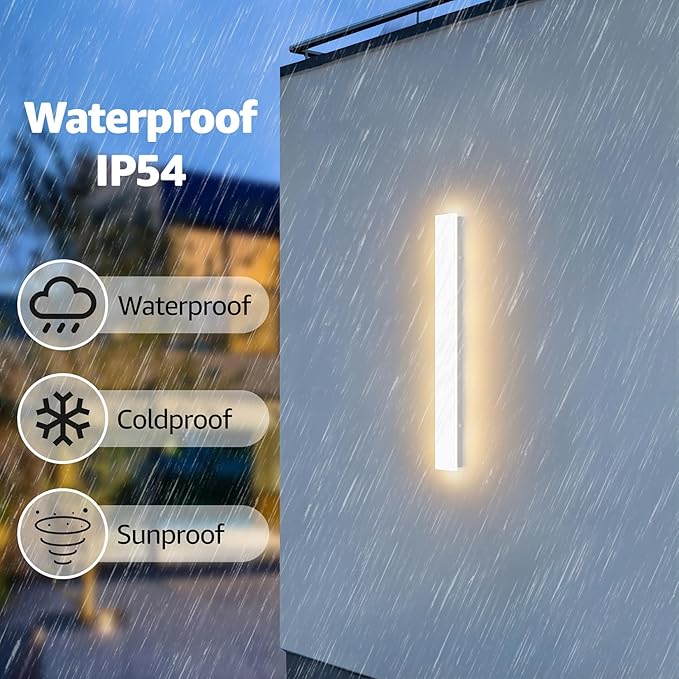 2 Pack 24inch Long Outdoor White Wall Lights 20W 3000K Modern Porch Lights - Image 4
