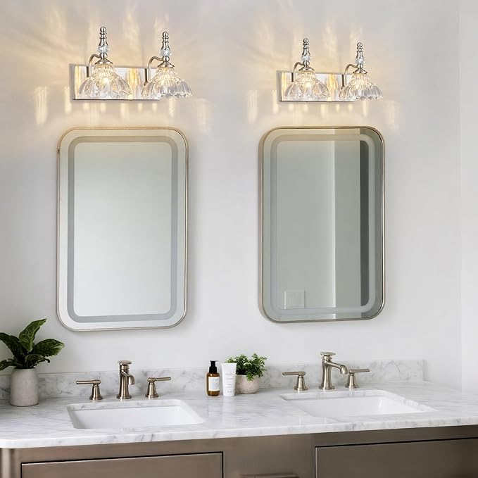 Vintage Bathroom Vanity Light, 2-Light Brushed Nickel Vanity Lighting Fixture - Image 7