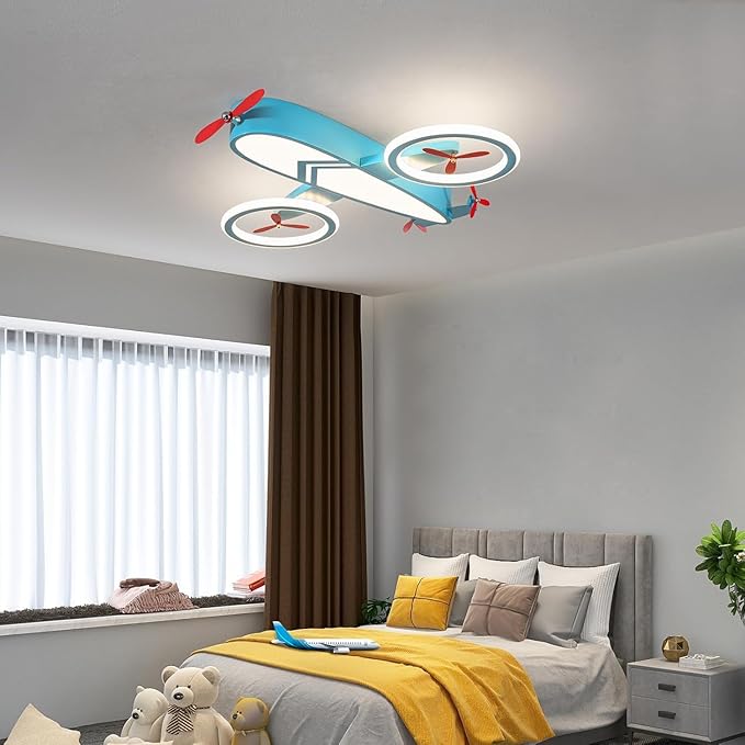 Kids Ceiling Lights for Bedroom Blue Airplane Light Fixture Mount 24.8" Kitchen - Image 3