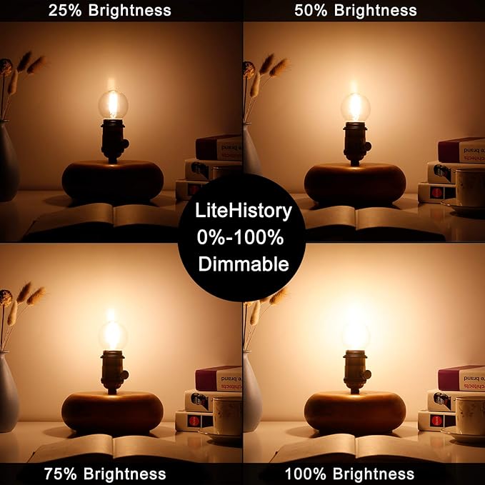 LiteHistory Dimmable g16.5 led Bulb 40W g16 1/2 led Edison Bulb 2700K 4W e26 - Image 3