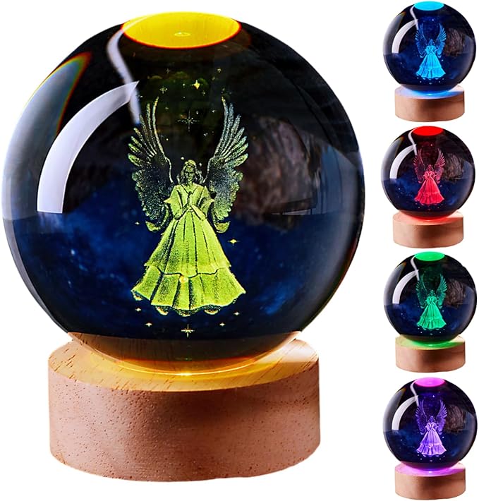 Large Angel Crystal Ball Night Light by Unknown