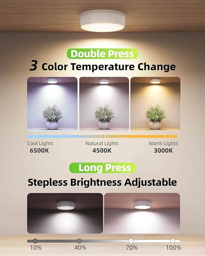 EZVALO LED Puck Lights with Charging Station, Rechargeable Sitck On Tap Lights - Image 7
