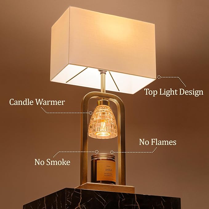 PoKat Gold Table Lamps with Candle Warmer & Timer - Image 2