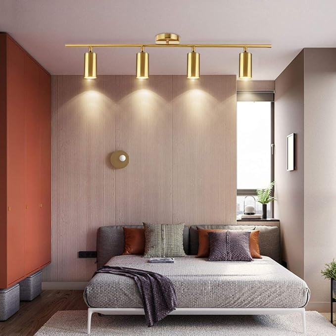 BOKT Modern Gold 4-Lights LED Track Lighting Kit Brushed Brass Flush Mount - Image 5