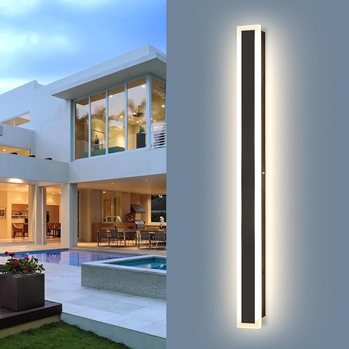 39 Inch Black Modern Outdoor Wall Light 3000K-6000K Dimmable Modern Exterior by SMINGYINGZ