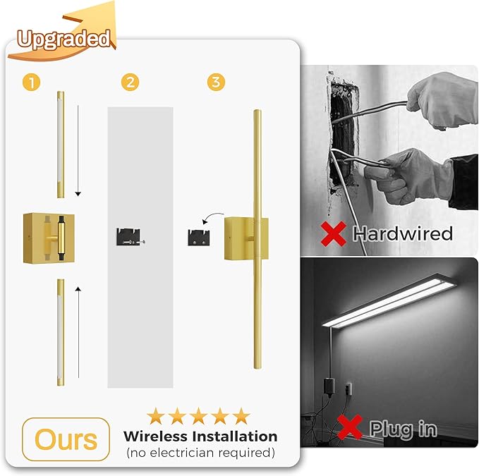 L LOHAS LED Battery Operated Wall Sconces Set of 2, Battery Wall Sconce 10000mAh - Image 6