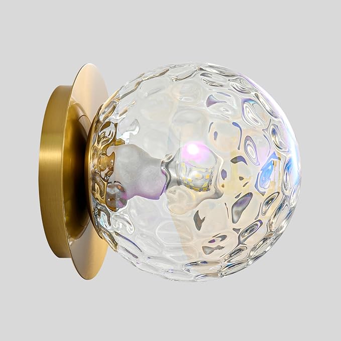 Modern Glass Globe Wall Sconce: Gold Spherical Sconces Light by FeaseyFeaturedProducts