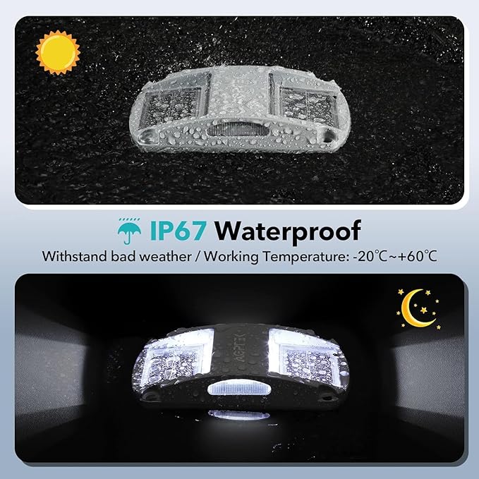 AGPTEK Solar Driveway Lights 20 Pack, Outdoor Deck Dock Marine LED Solar - Image 5