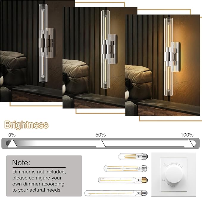 YUYI Nickel Wall Sconces Set of Two, 22.8'' Indoor Sconces Wall Decor Set of 2 - Image 6