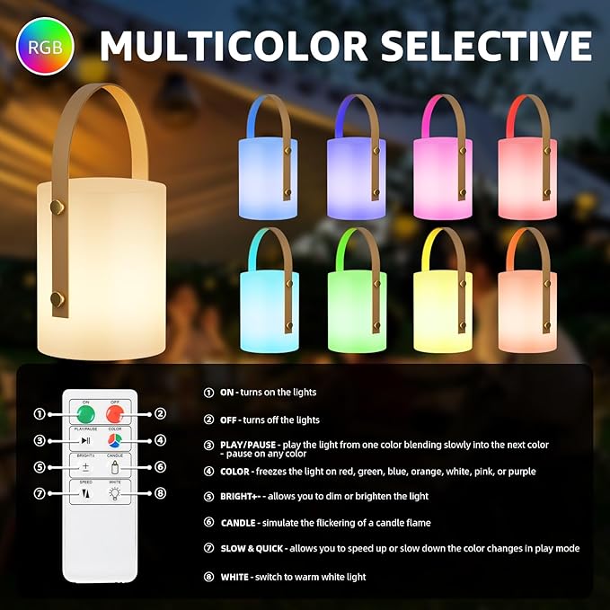 uuffoo LED Lamp Lantern Table Lamp Cordless Shower Lamp IP44 RGB and Warm White - Image 3