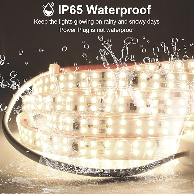 LED Lights 6.56FT AC 110V Outdoor LED Strip Lights Waterproof 240LEDs/m 4000K - Image 4
