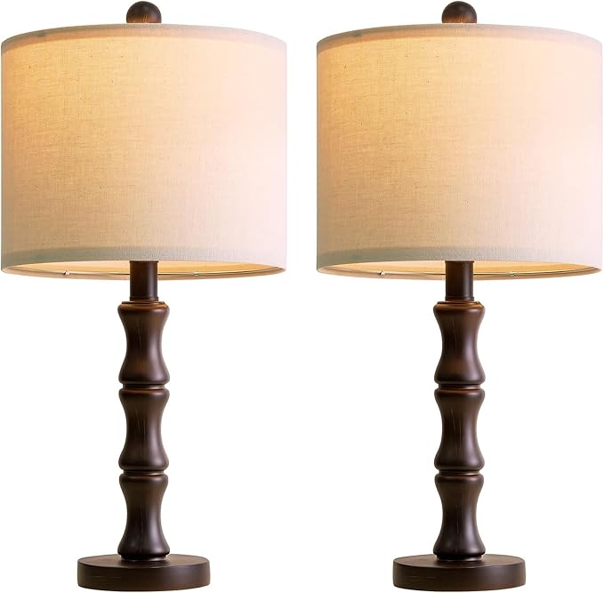 BOBOMOMO 20.5" Classic Table Lamps Set of 2, Farmhouse Nightstand Lamps - Image 9
