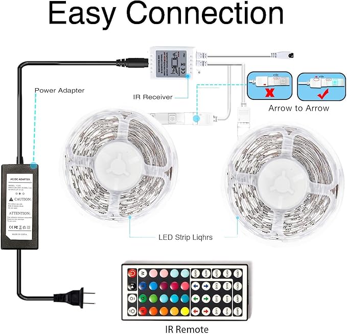 DAYBETTER LED Lights 65.6ft, 5050 RGB Led Strip Lights Flexible Color Changing - Image 2