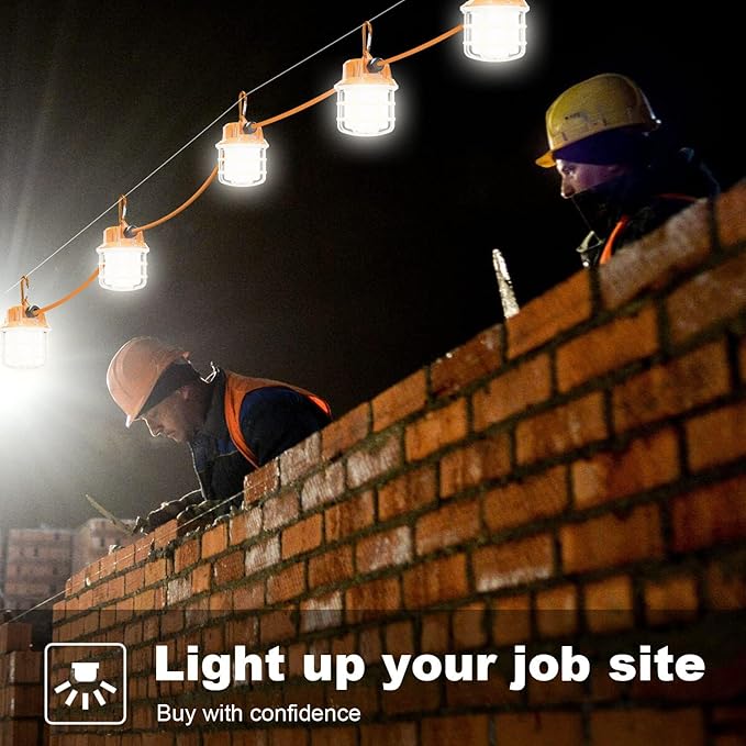 NS 50FT Construction String Lights LED Industrial Grade Super Bright 5000K IP65 - Image 7