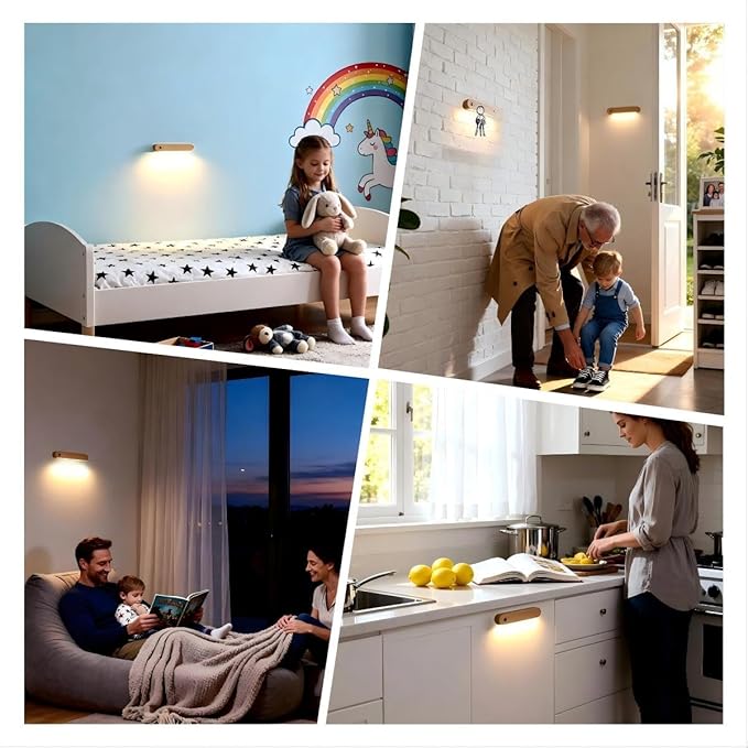 LED Motion Sensor Night Light Battery Operated Wall Light-USB Rechargeable - Image 4