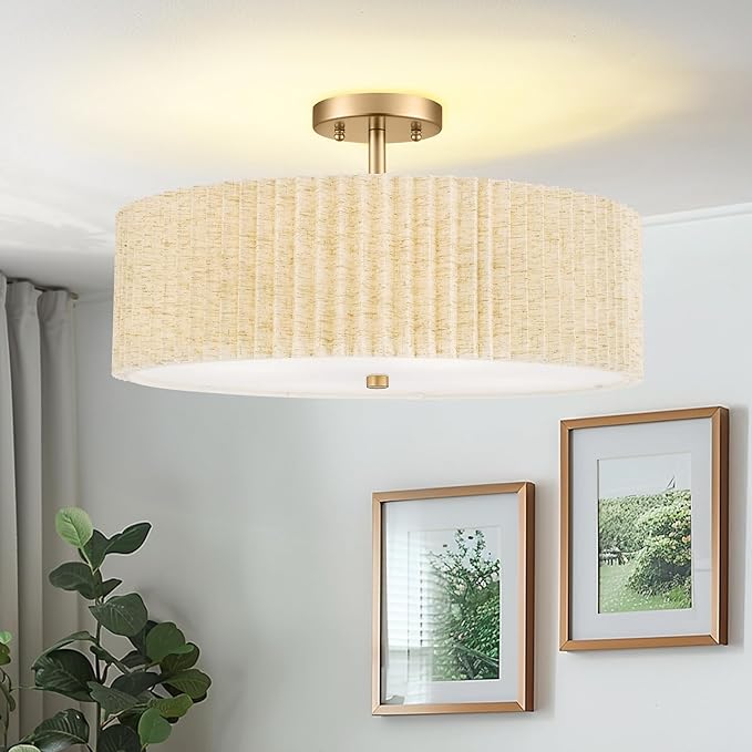 Semi Flush Mount Ceiling Lights, 4-Light 18" Gold Light Fixtures Ceiling Mount - Image 2