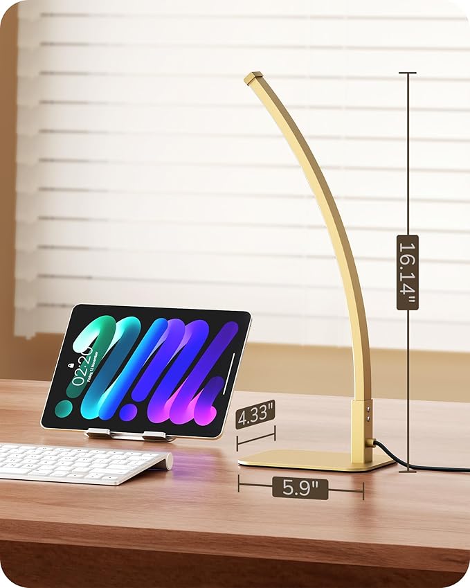 EDISHINE Curved LED Table Lamp, Modern Bedside Lamp - Image 7