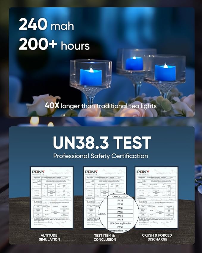 Homemory Blue Tea Lights Candles Battery Operated, 200+Hour Flameless - Image 5