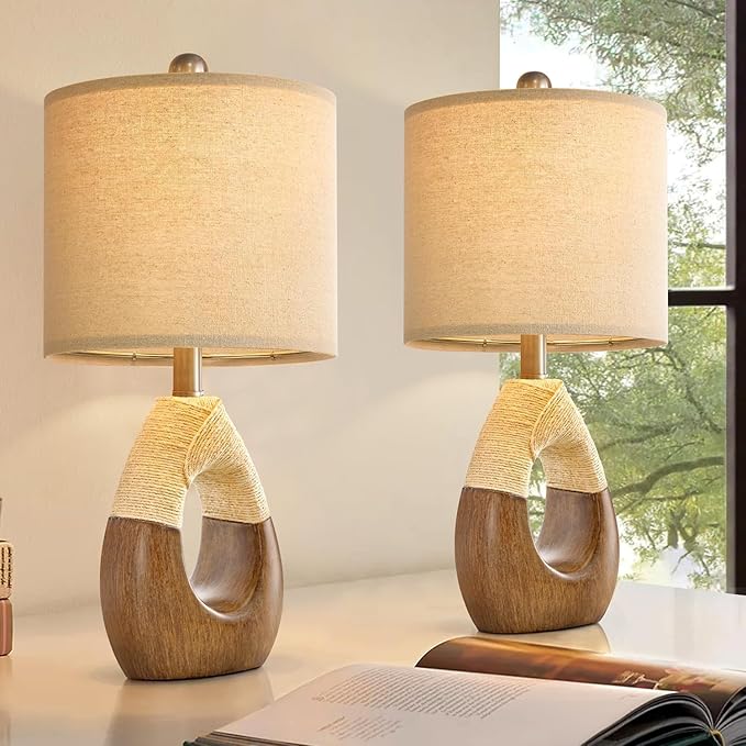 OYEARS Boho Table Lamps Bedroom Living Room Set 2, Suitable - Image 3