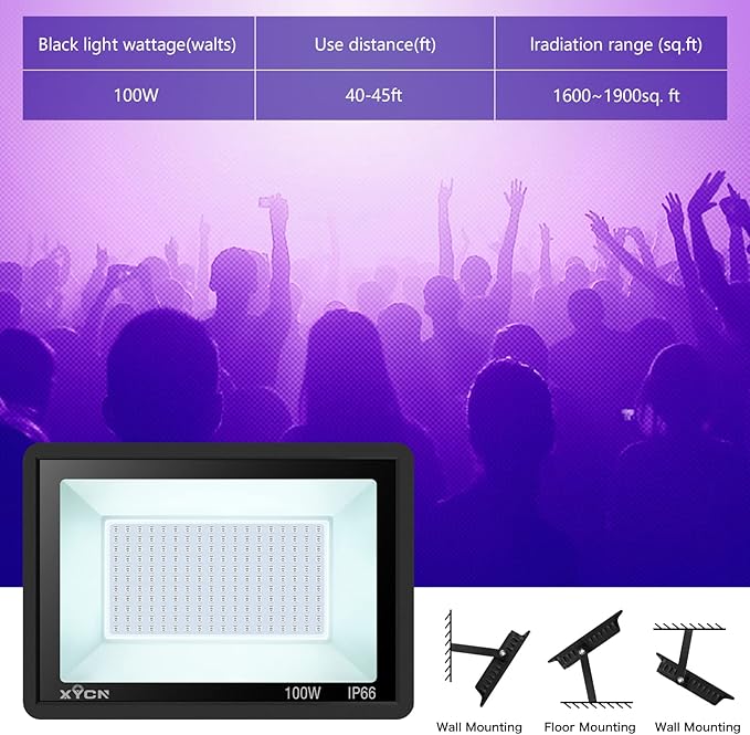 3 Pack 100W LED Black Light, IP66 Waterproof Neon Glow - Image 7