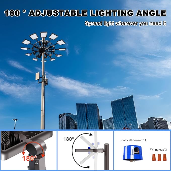 Juyace 480W LED Parking Lot Light Slip Fitter Mount Dusk to Dawn Outdoor - Image 4