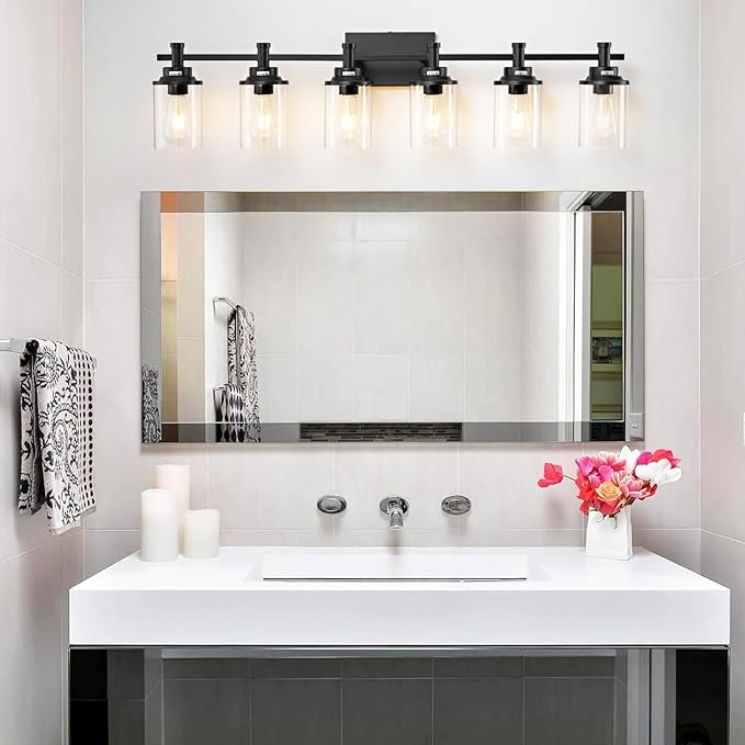 Modern Black Bathroom Vanity Lighting Over Mirror, 6 Lights Bathroom Vanity - Image 6