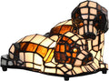 Bieye L10772 Dogs in Love Tiffany Style Stained Glass Accent Table Lamp Night by Bieye