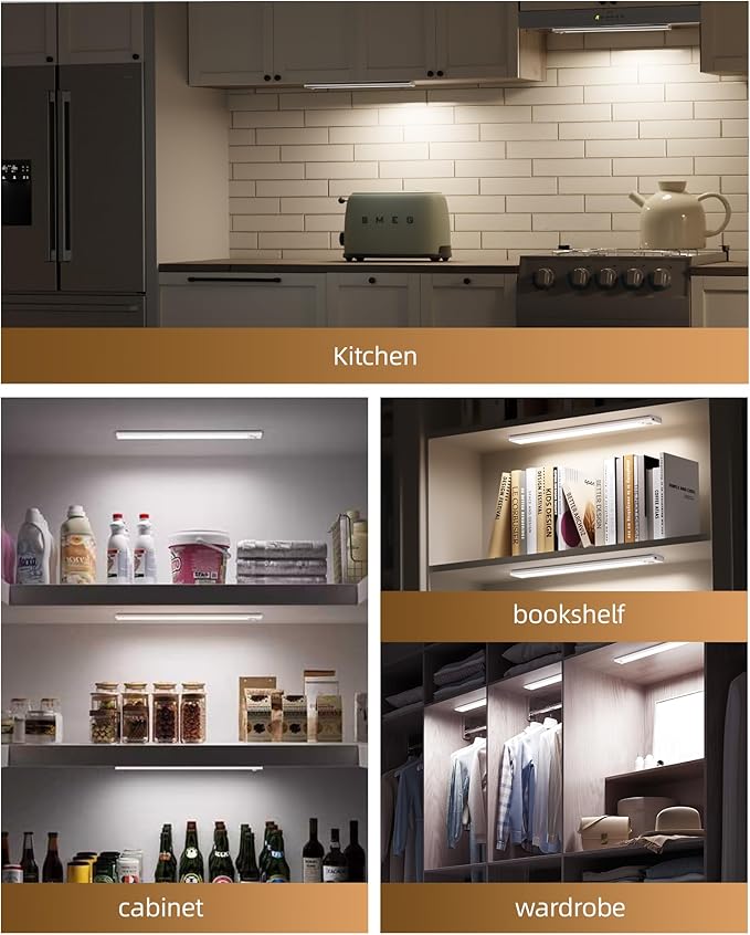6Pack 16inch Under Cabinet Lighting, Rechargeable Motion Sensor Light Wireless - Image 7