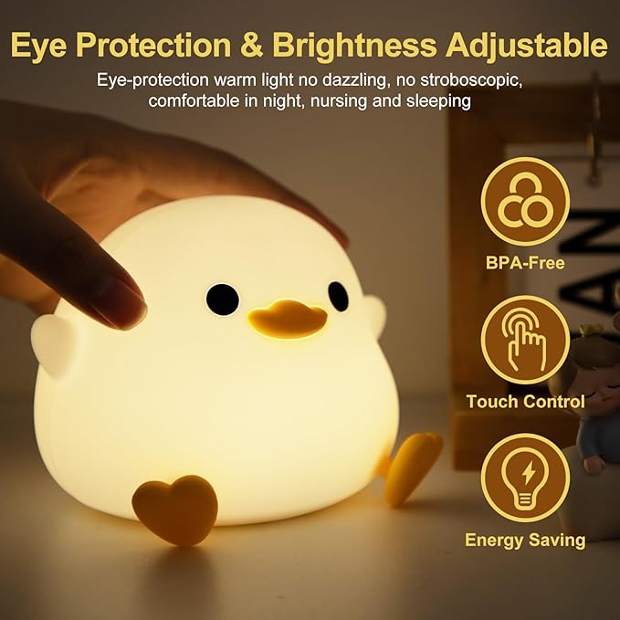 Cute Bean Duck Night Light, Squishy Bean Shape DoDo Duck Lamp, Bean Duck Night - Image 3