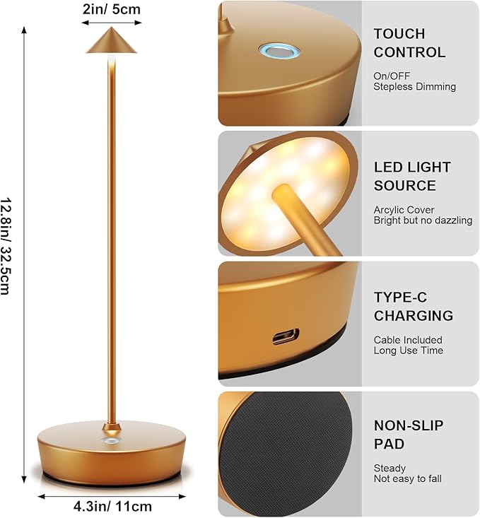 2Pack Rechargeable Cordless Table Lamp, Portable Powered LED Battery 6000mAh - Image 6