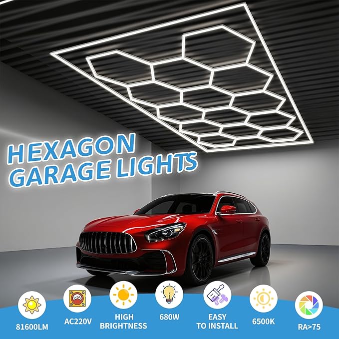 Hexagonal Garage Light, LED Honeycomb Garage Light, Easy Install, Super Bright - Image 4