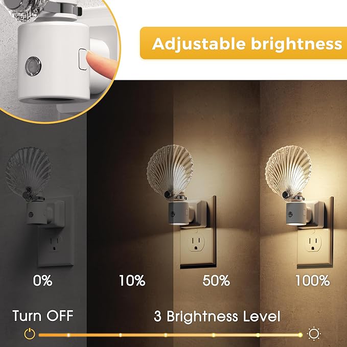 L LOHAS LED Night Light, Night Lights Plug into Wall, Shell Style Glass - Image 2