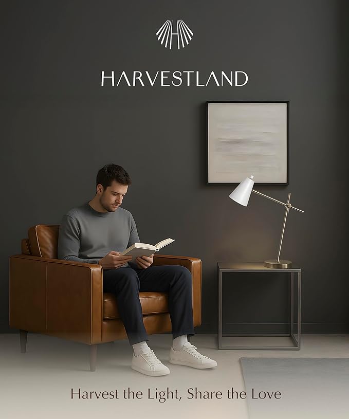 HarvestLand HaloBar Brass Desk Lamp Home Office – White Industrial Table Lamp - Image 5