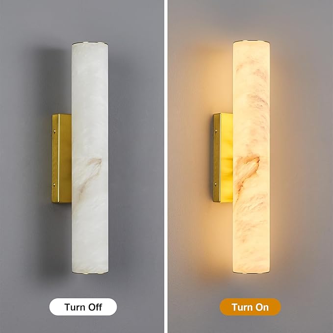 LMQNINE Natural Alabaster Wall Sconces Spanish Marble Wall Light Cylinder - Image 7