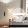 Torchiere Floor Lamp with Wood Grain Shade, 2-in-1 Floor Reading Lamp with by SIBRILLE