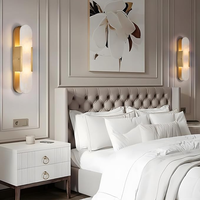 19.7" L Alabaster Wall Sconces Set of 2, Wall Lights Fixtures Morden Bathroom - Image 7