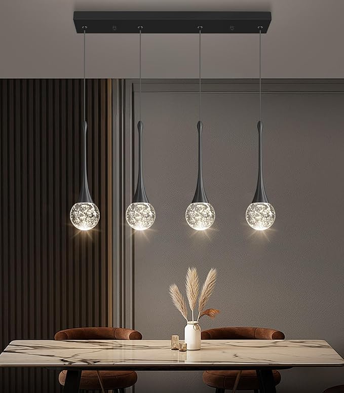 4-Lights Modern Pendant Lights for Kitchen Island LED Dimmable Crystal Glam - Image 4