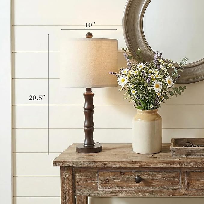BOBOMOMO 20.5" Classic Table Lamps Set of 2, Farmhouse Nightstand Lamps - Image 4