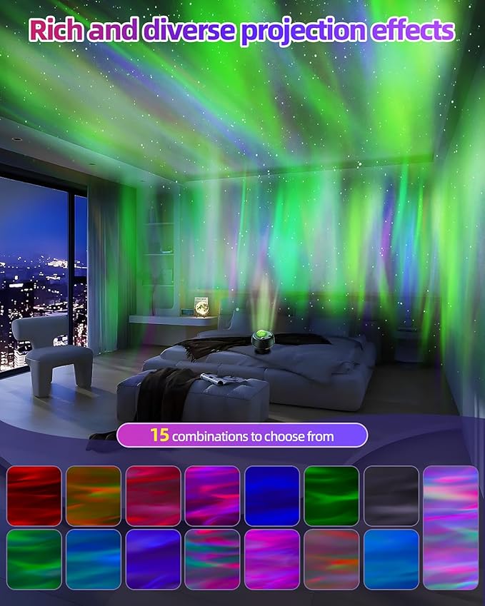 Largest Coverage Area Northern Lights, Galaxy Projector 15 Combinations - Image 2