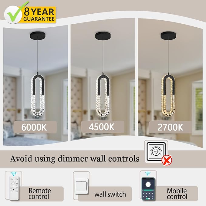 Modern Pendant Lighting 1-Light Chandelier Black Pendant Light Indoor Hanging - Image 5